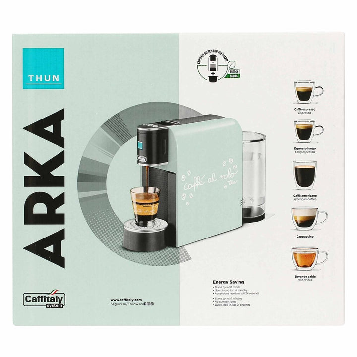 Caffitaly Macchina da caffè Arka - Bundle Thun Green (30 capsule + 2 bicchierini Thun)