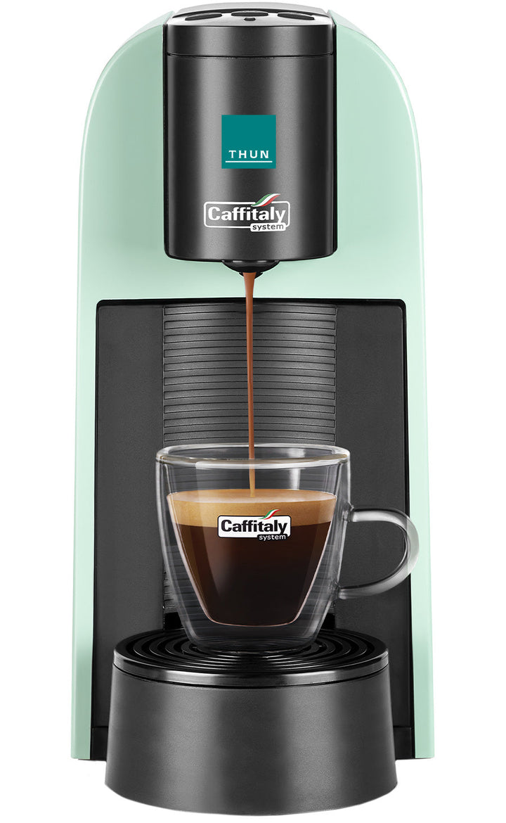 Caffitaly Macchina da caffè Arka - Bundle Thun Green (30 capsule + 2 bicchierini Thun)