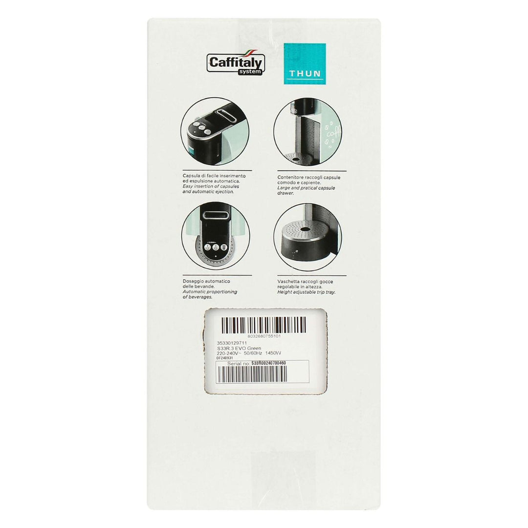 Caffitaly Macchina da caffè Arka - Bundle Thun Green (30 capsule + 2 bicchierini Thun)