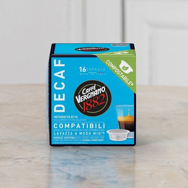 16 Capsule Vergnano Compatibili A Modo Mio Decaffeinato Compostabile