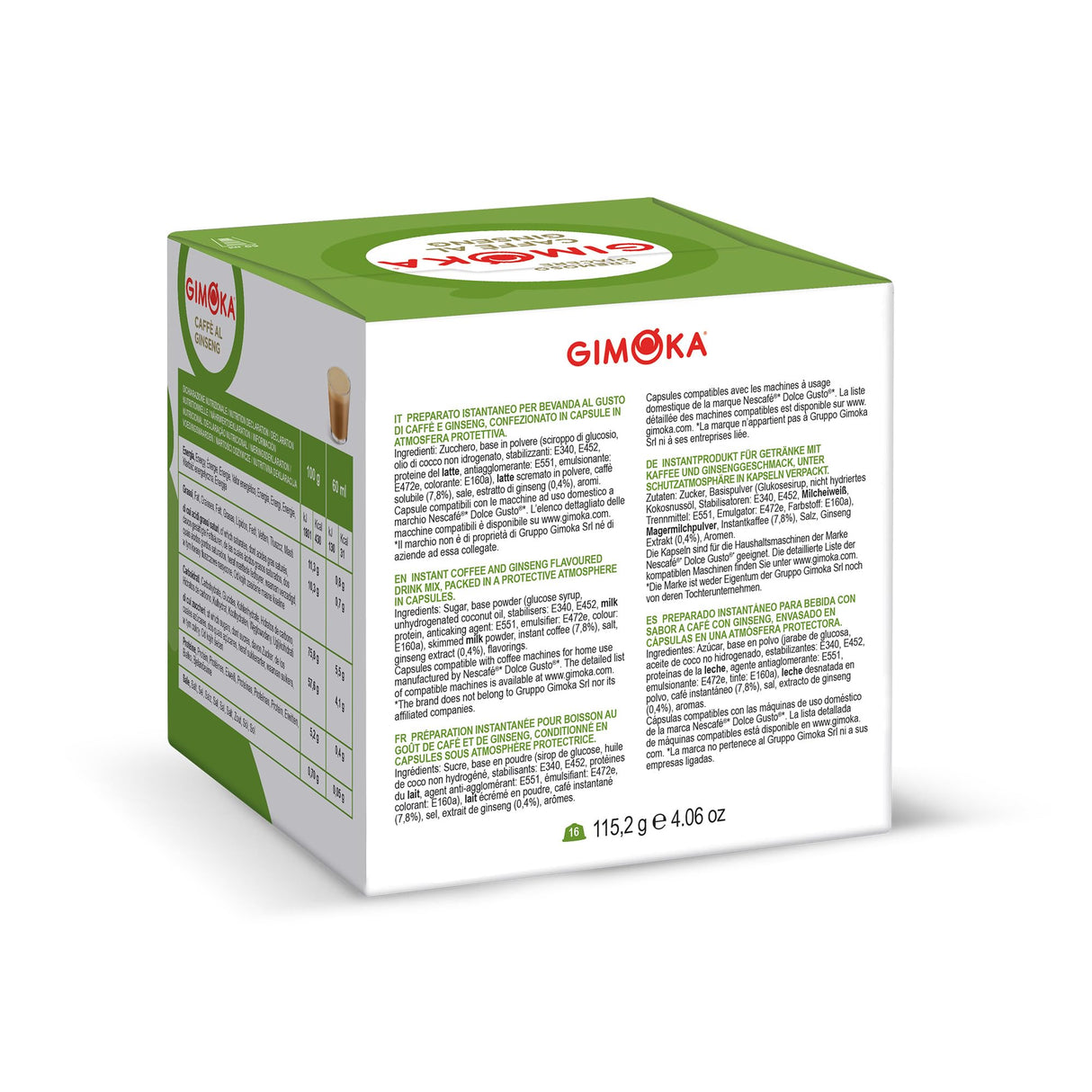 16 Capsule GIMOKA compatibili Nescafé Dolce Gusto Caffè GINSENG Salvaroma