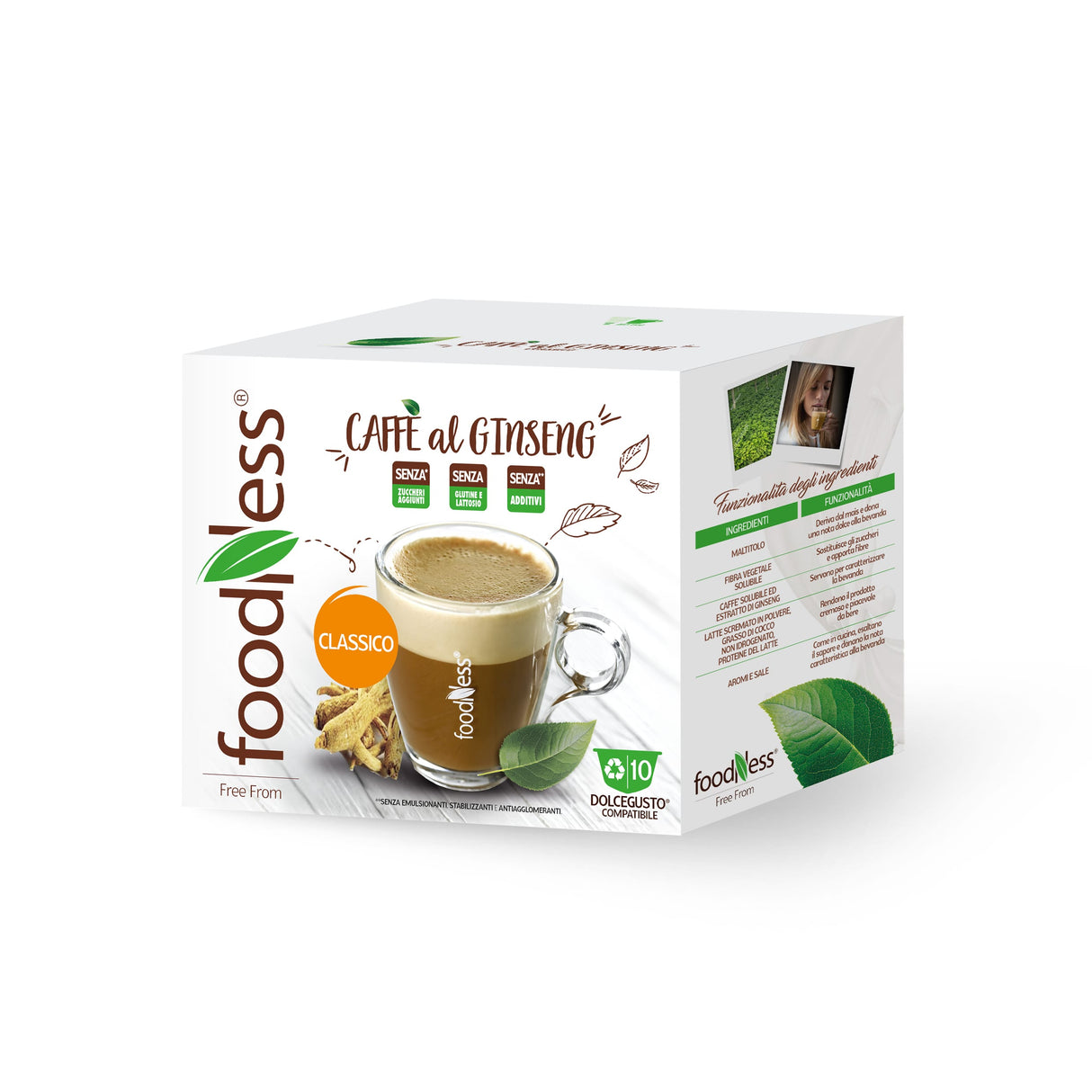 10 Capsule FoodNess Caffè Ginseng Classico Compatibili Nescafé Dolce Gusto