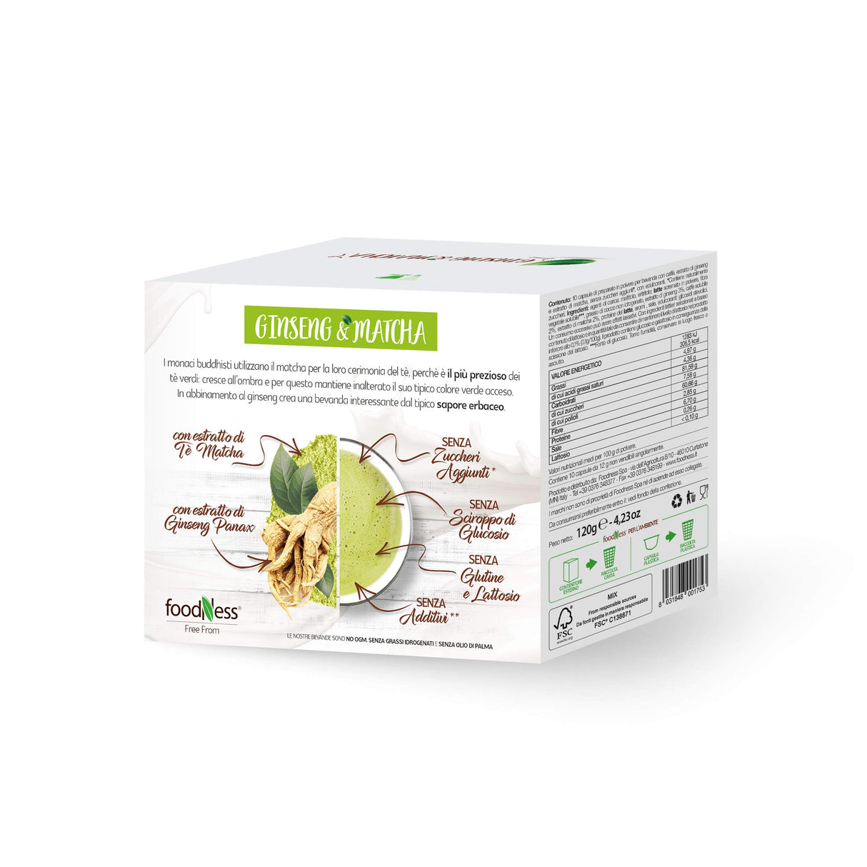10 Capsule Ginseng e Matcha FoodNess Compatibili Nescafé Dolce Gusto