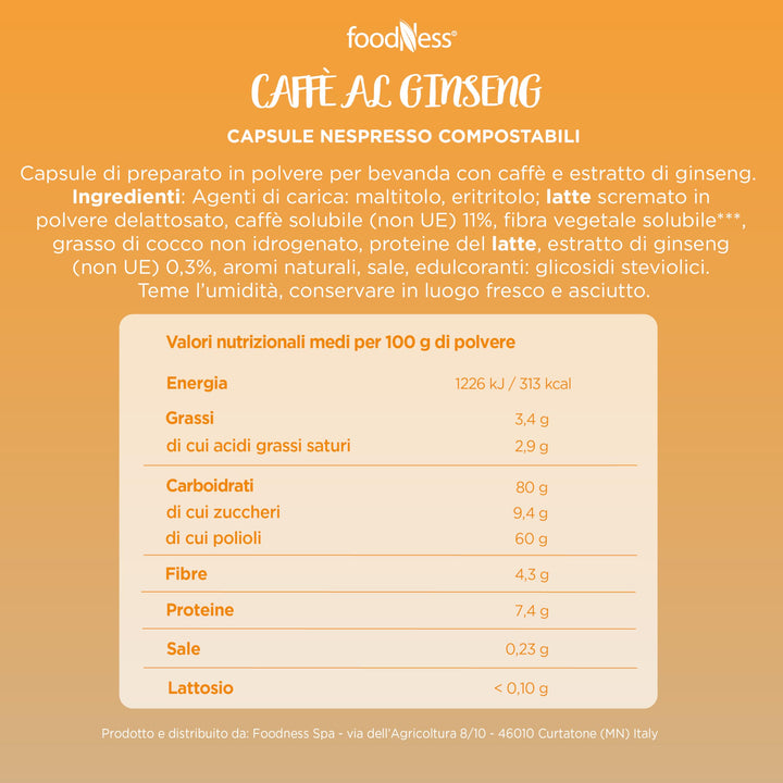 Foodness Caffè al Ginseng Classico Compatibile Nespresso