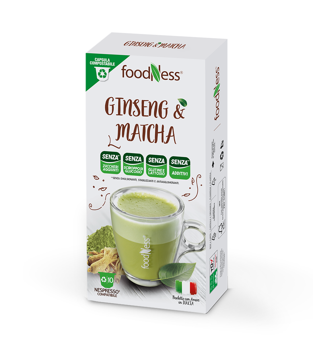 10 Capsule Ginseng e Matcha Compatibili Nespresso FoodNess