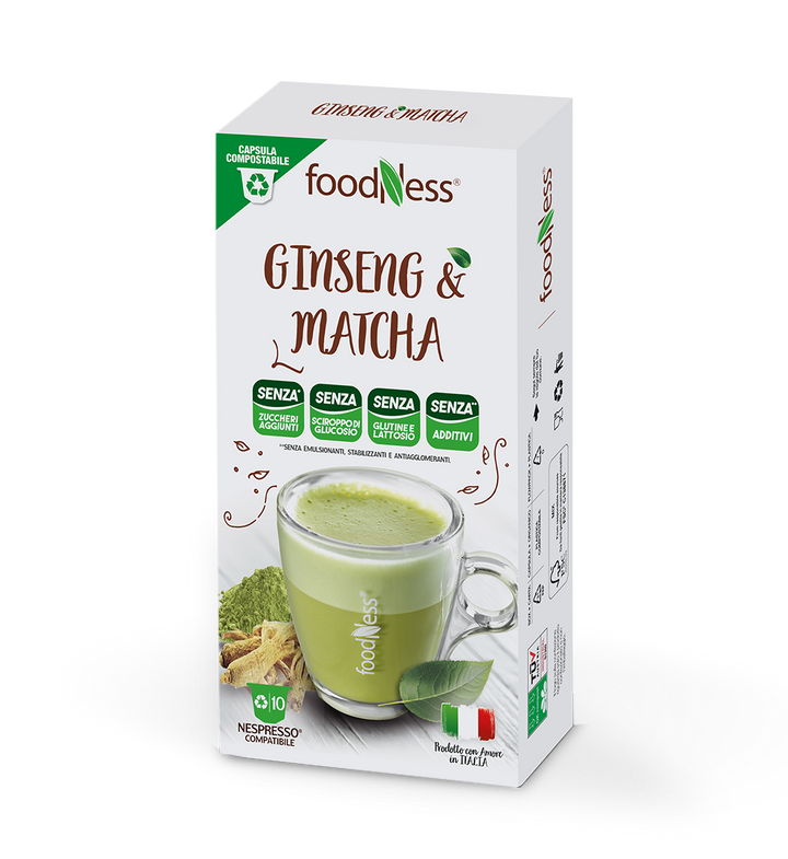 10 Capsule Ginseng e Matcha Compatibili Nespresso FoodNess