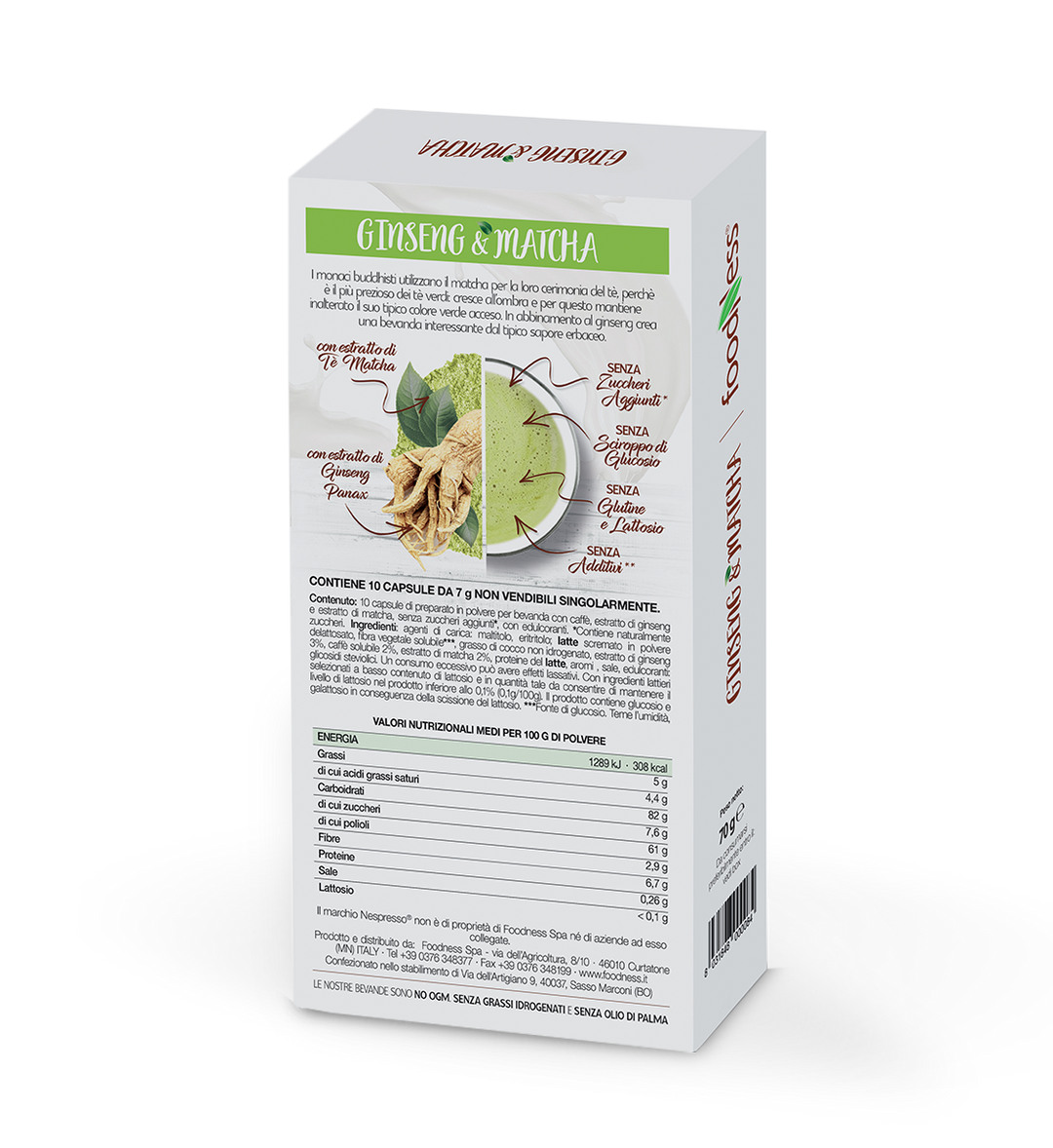 10 Capsule Ginseng e Matcha Compatibili Nespresso FoodNess