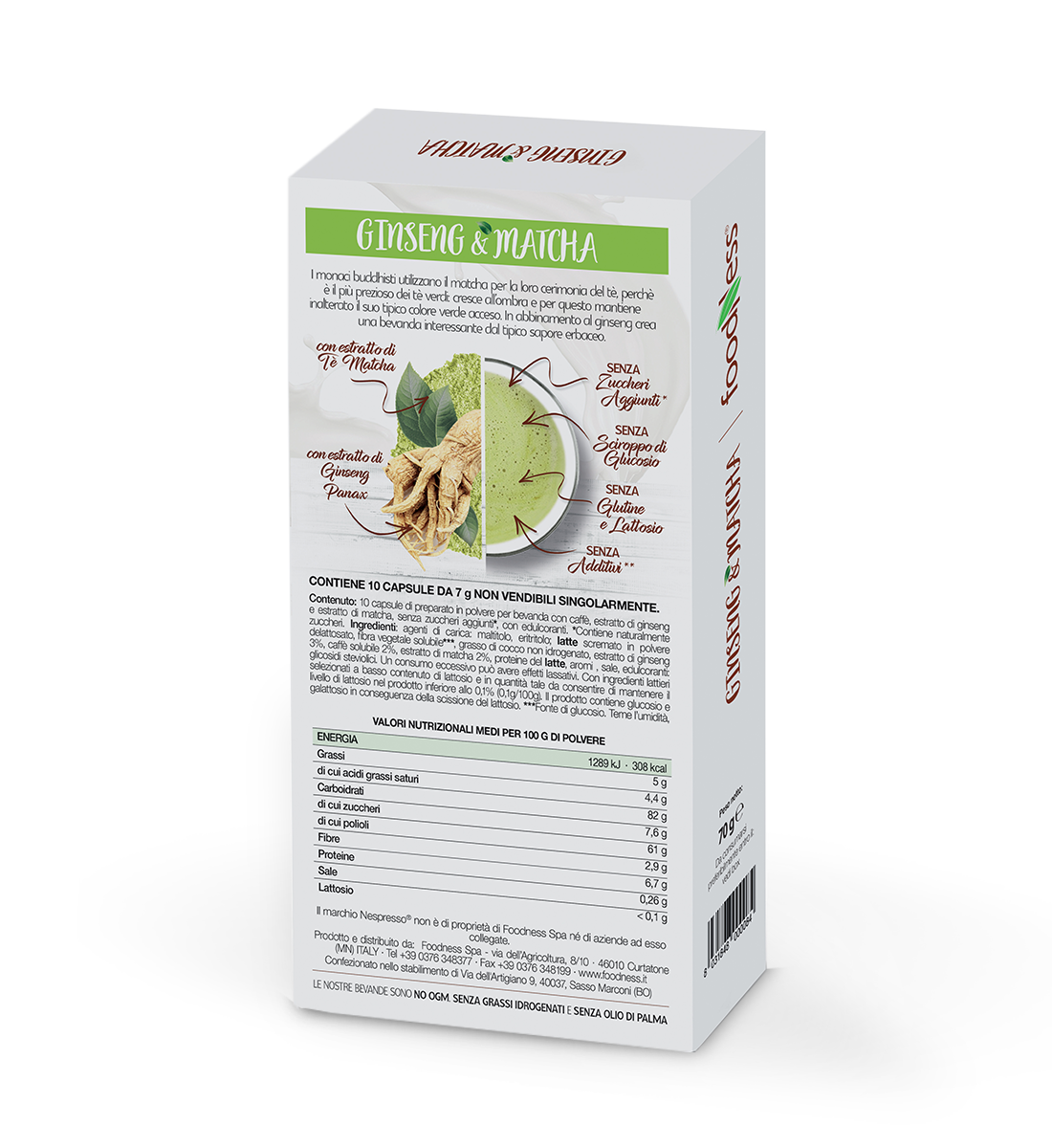 10 Capsule Ginseng e Matcha Compatibili Nespresso FoodNess