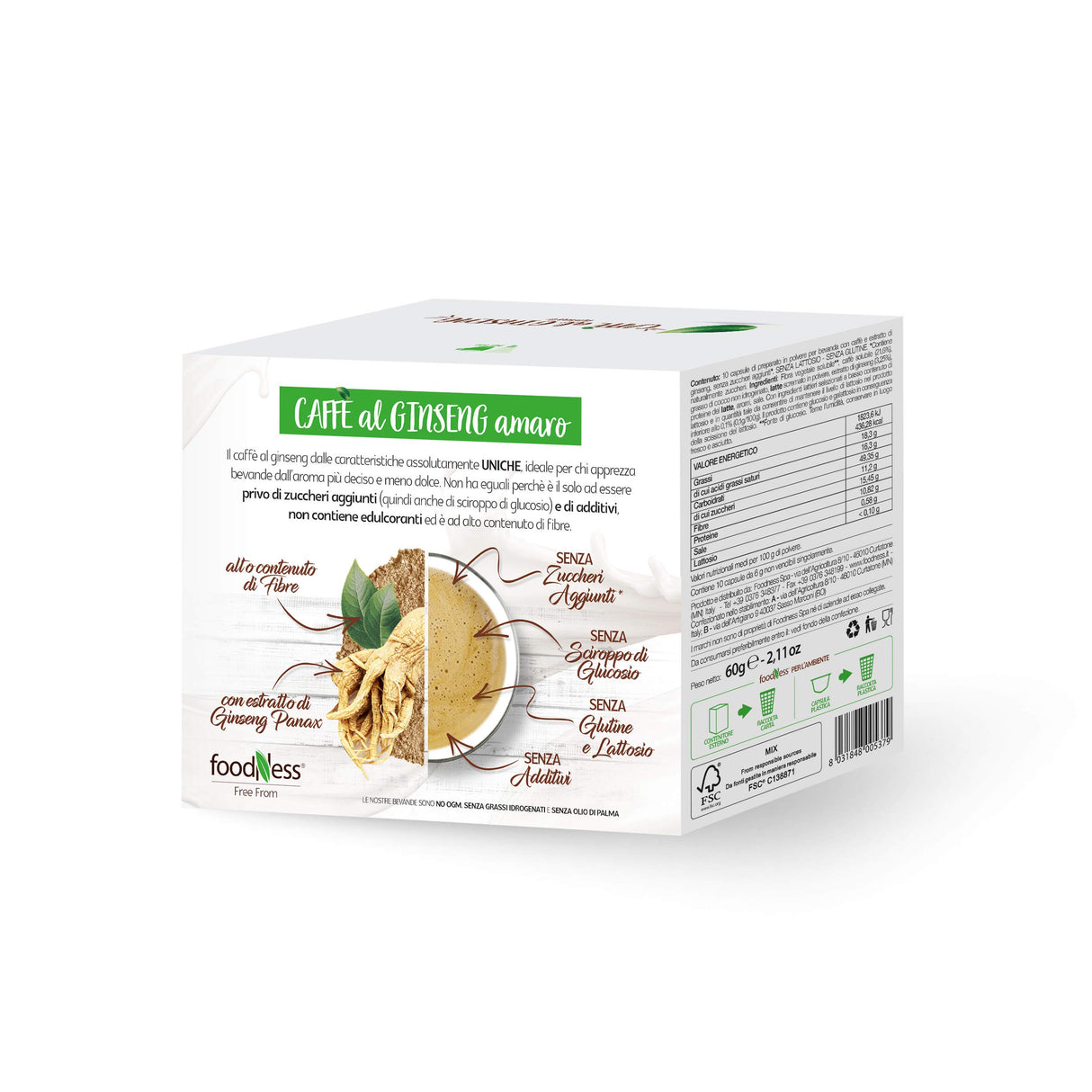 10 Capsule FoodNess Ginseng Zero Amaro - Compatibili Nescafé Dolce Gusto