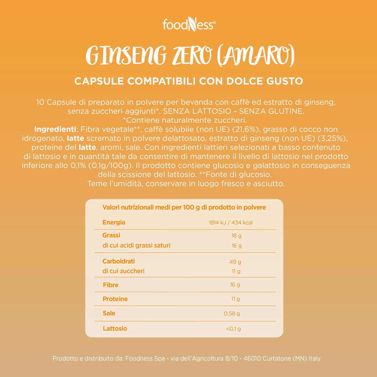 10 Capsule FoodNess Ginseng Amaro compatibili A Modo Mio