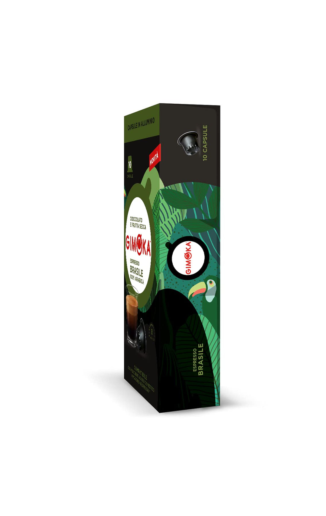 10 Capsule Gimoka Compatibili Nespresso Brasile Alluminio