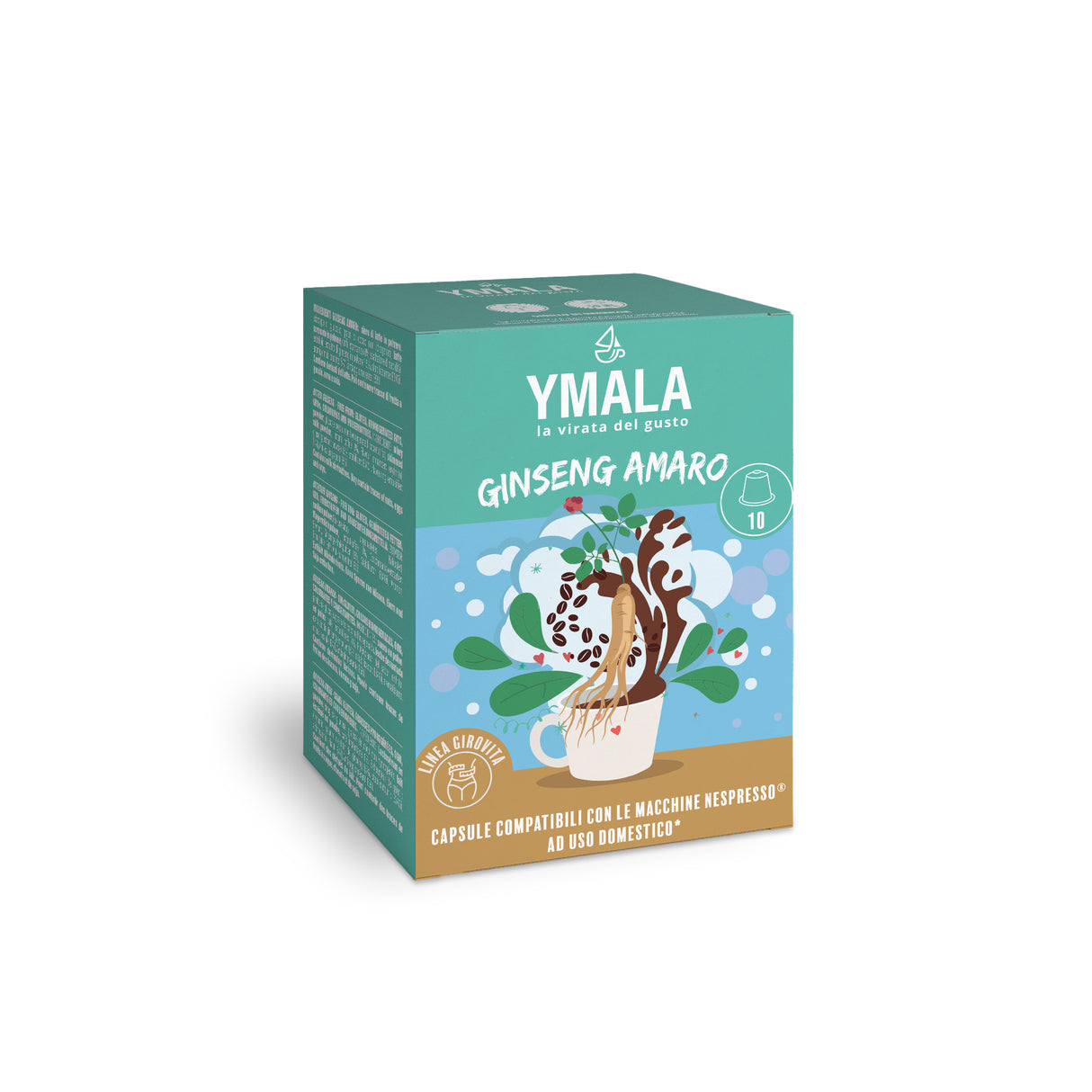 Ymala Caffè Ginseng Amaro Gusto Intenso - 10 Capsule Compatibili Nespresso