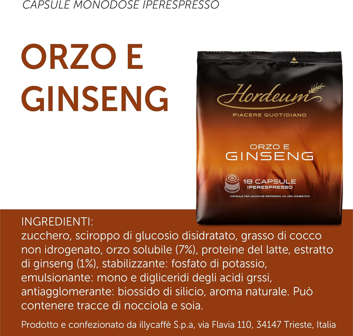 18 Capsule Illy Hordeum per Iperespresso - Orzo e Ginseng
