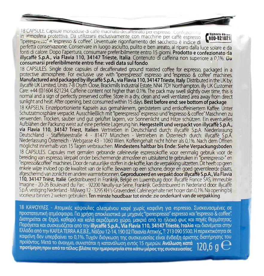 18 Capsule Illy Iperespresso Arabica Decaffeinato – Caffè decaffeinato dal gusto raffinato