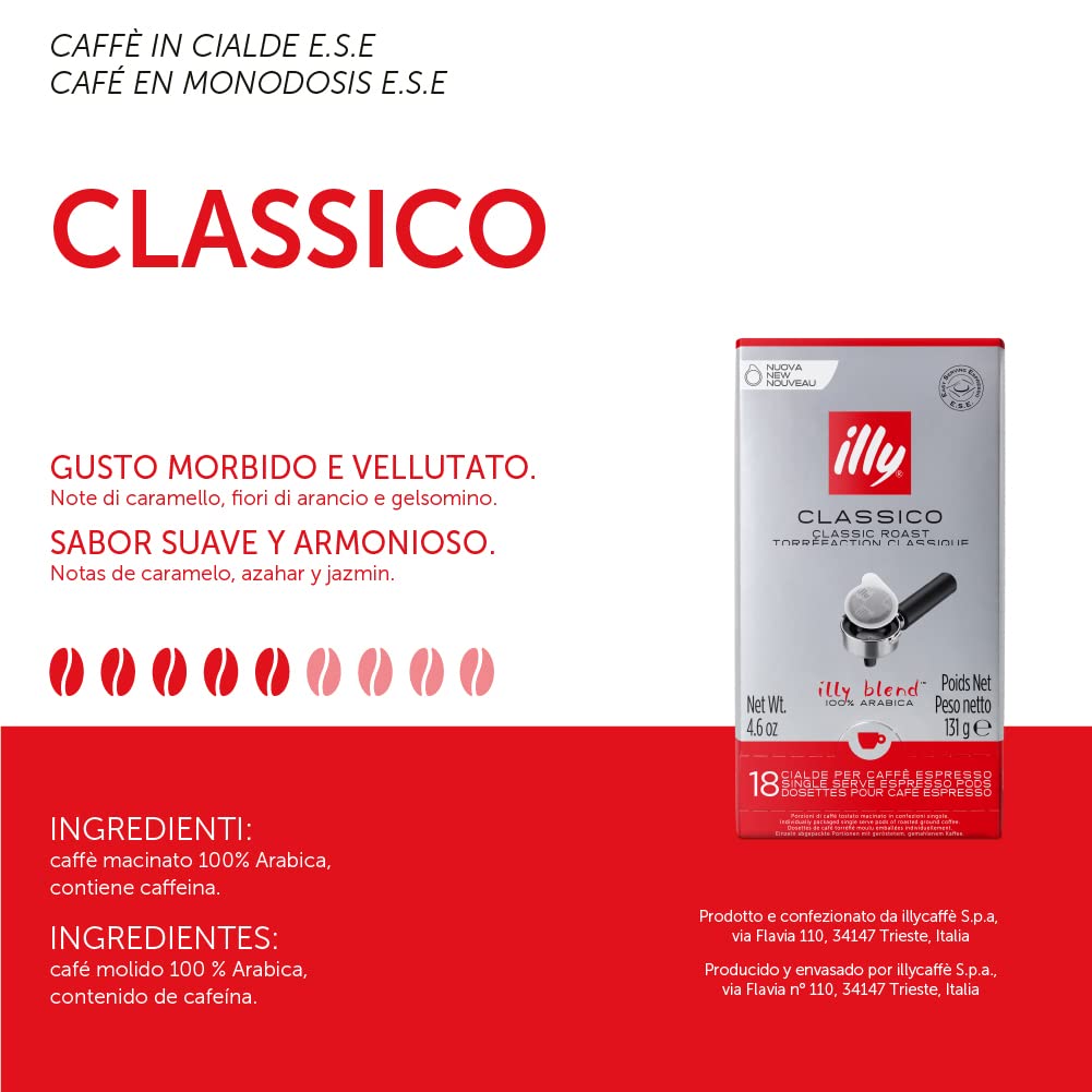 18 Cialde Illy Ese 44mm Espresso - Classico