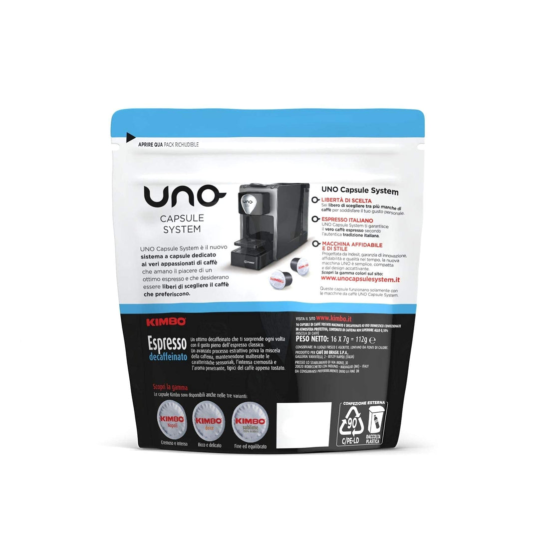 16 Kimbo - Capsule Uno System Espresso Decaffeinato