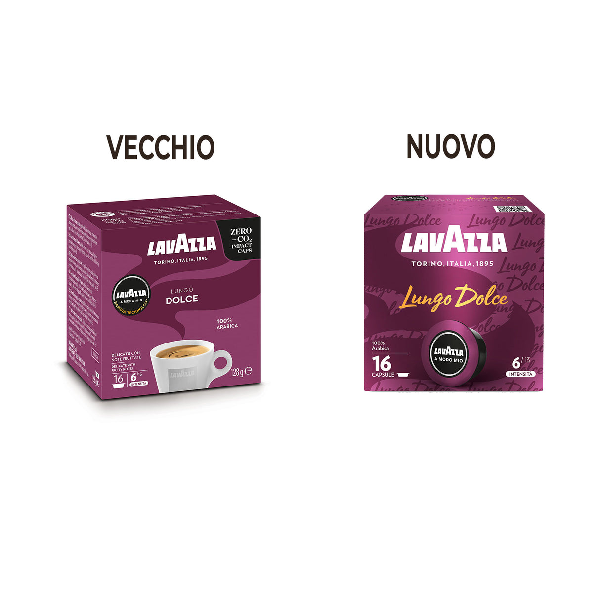16 Capsule Lavazza A Modo Mio Lungo Dolce – Espresso Lungo 100% Arabica con Note Floreali e Fruttate