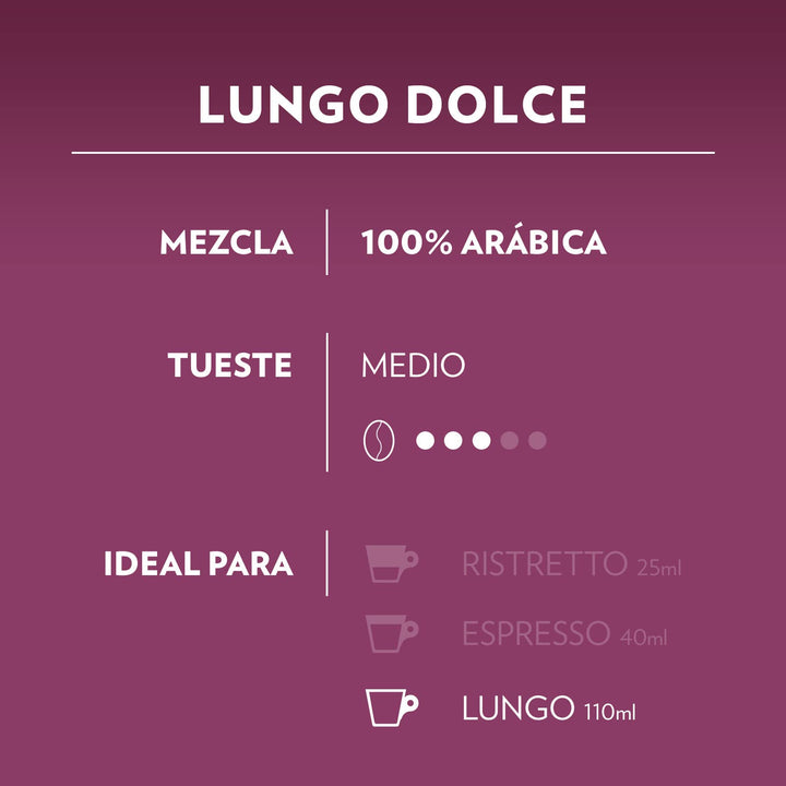 Capsule Lavazza A Modo Mio Lungo Dolce – Espresso Lungo 100% Arabica con Note Floreali e Fruttate