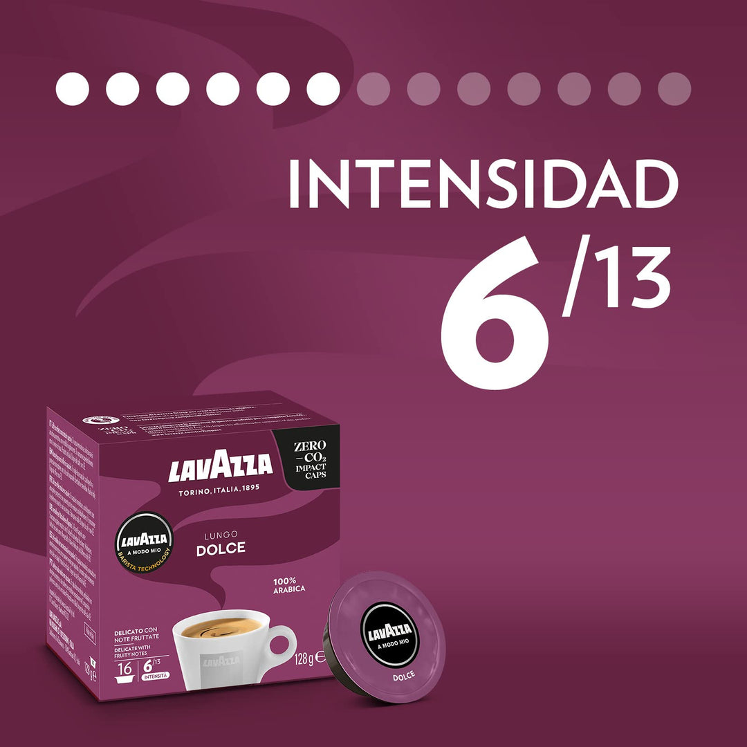 Capsule Lavazza A Modo Mio Lungo Dolce – Espresso Lungo 100% Arabica con Note Floreali e Fruttate