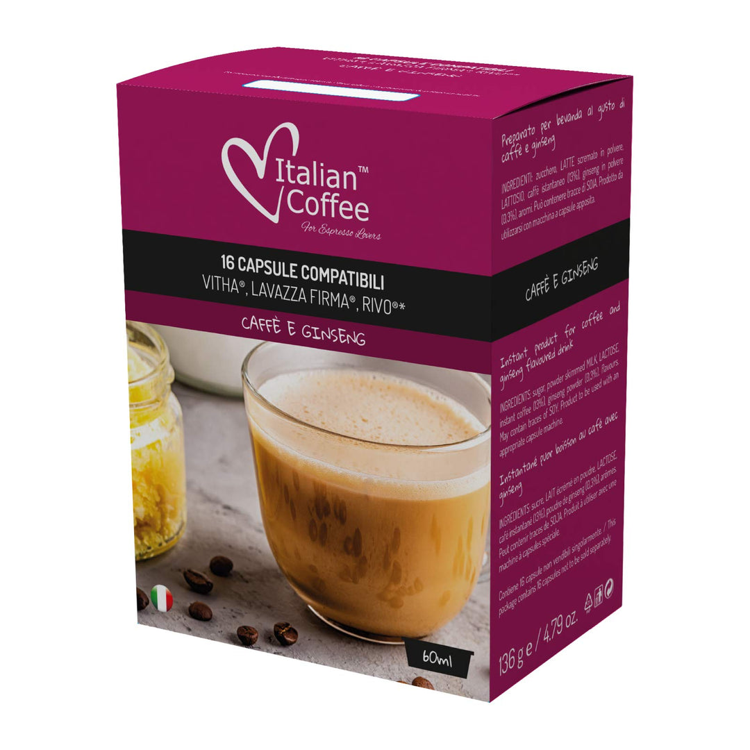16 Capsule Caffè e Ginseng Italian Coffee compatibili per Lavazza Firma