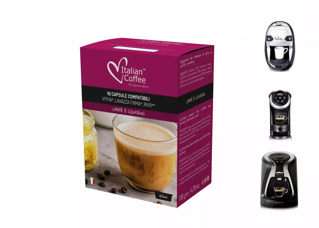16 Capsule Caffè e Ginseng Italian Coffee compatibili per Lavazza Firma