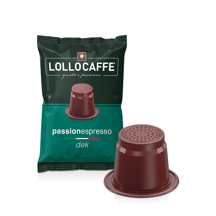 100 Capsule Dek Caffè Lollo Passionespresso compatibili con Nespresso