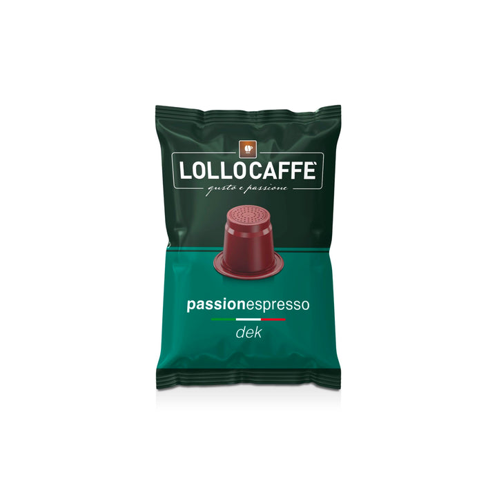 100 Capsule Dek Caffè Lollo Passionespresso compatibili con Nespresso