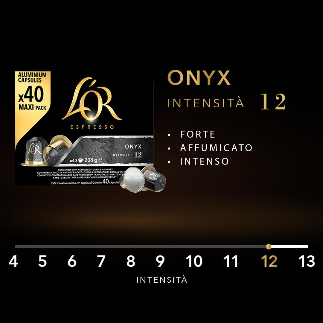 L'OR Espresso Onyx - Confezione da 40 Capsule Compatibili Nespresso