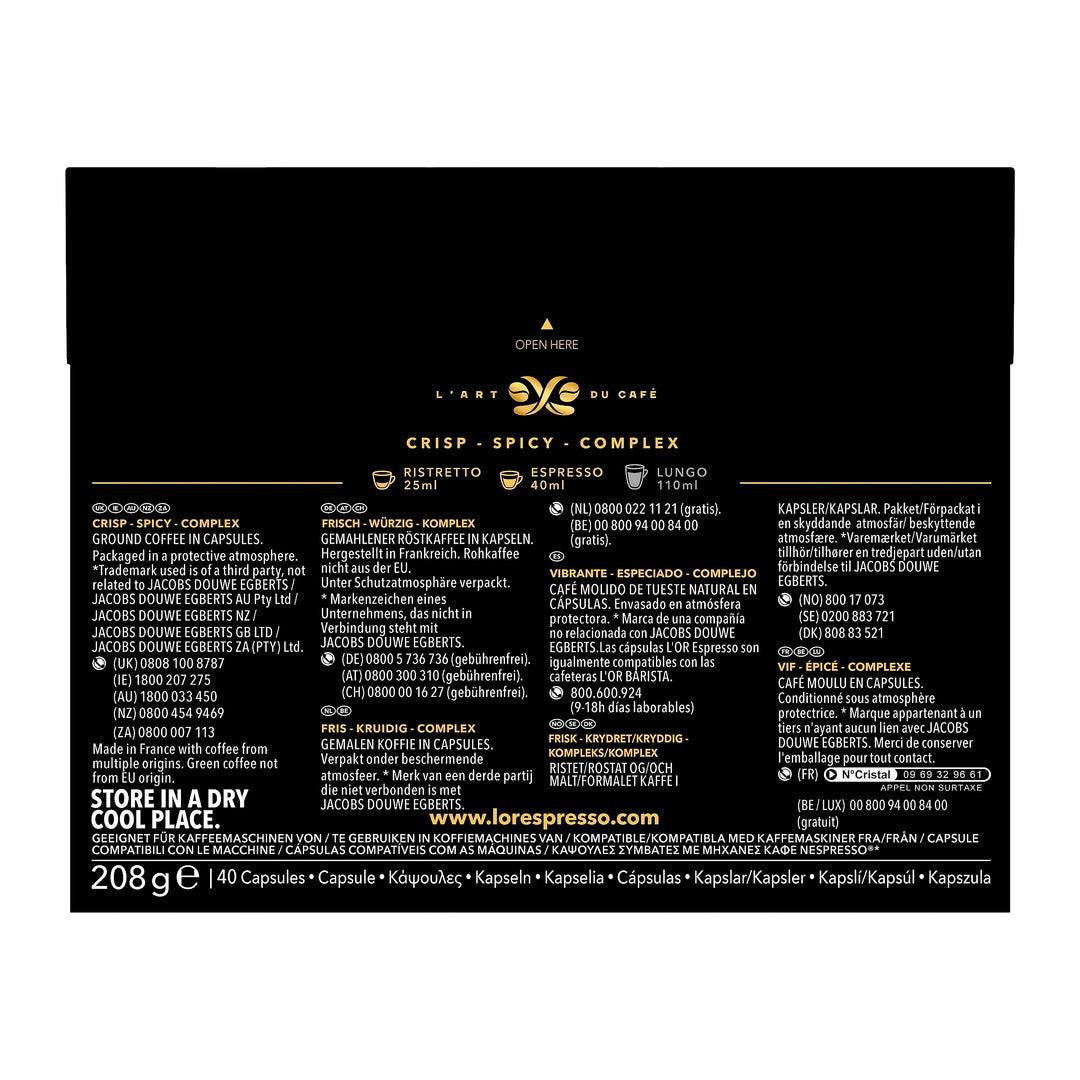 L'OR Espresso Ristretto - Confezione da 40 Capsule Compatibili Nespresso