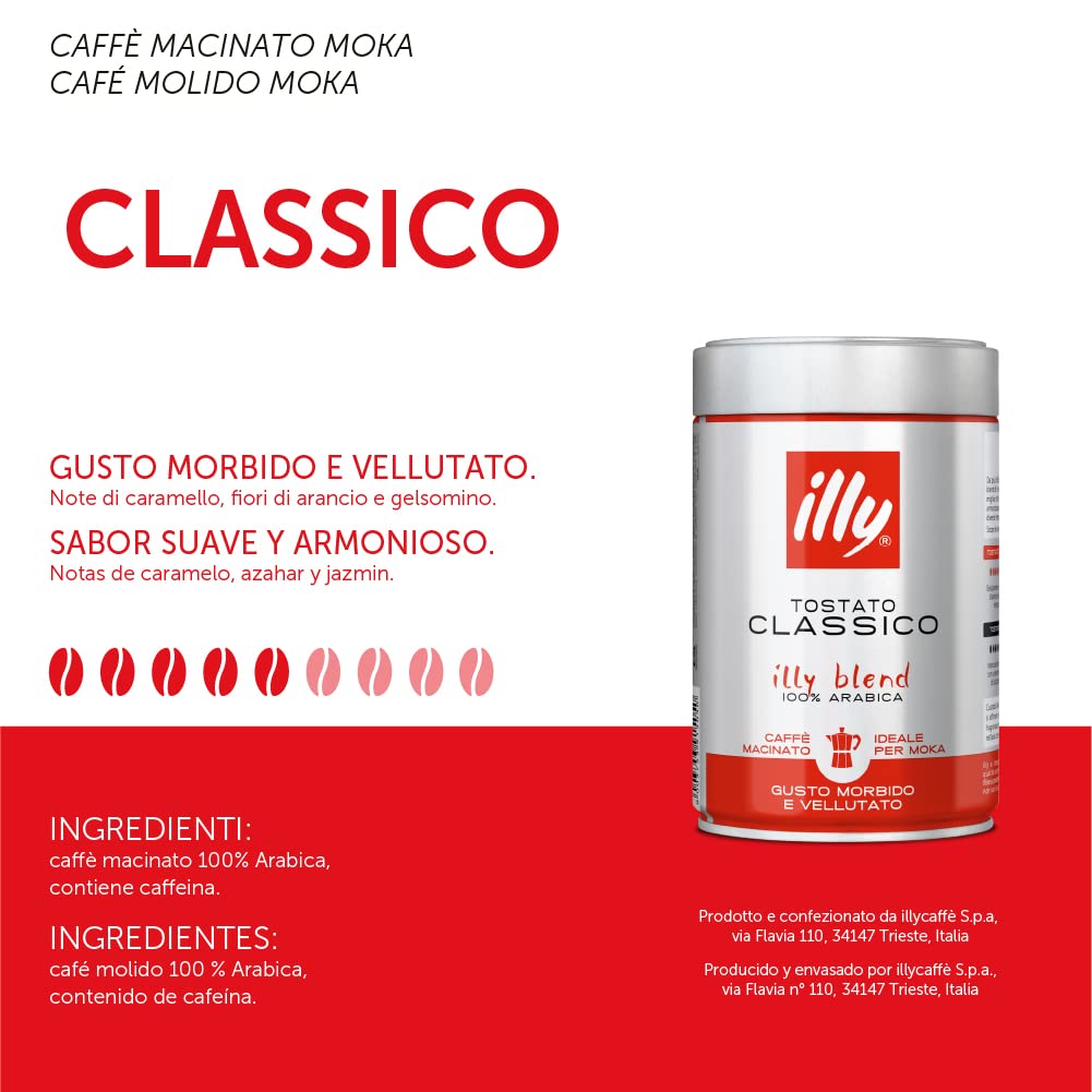250g Illy Caffè Macinato per Moka Tostato Classico