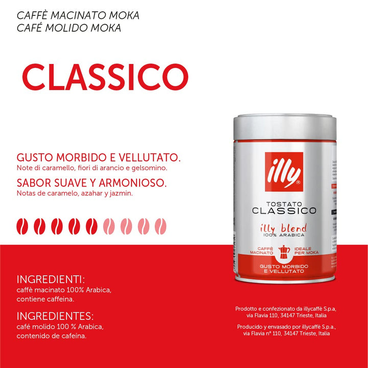250g Illy Caffè Macinato per Moka Tostato Classico