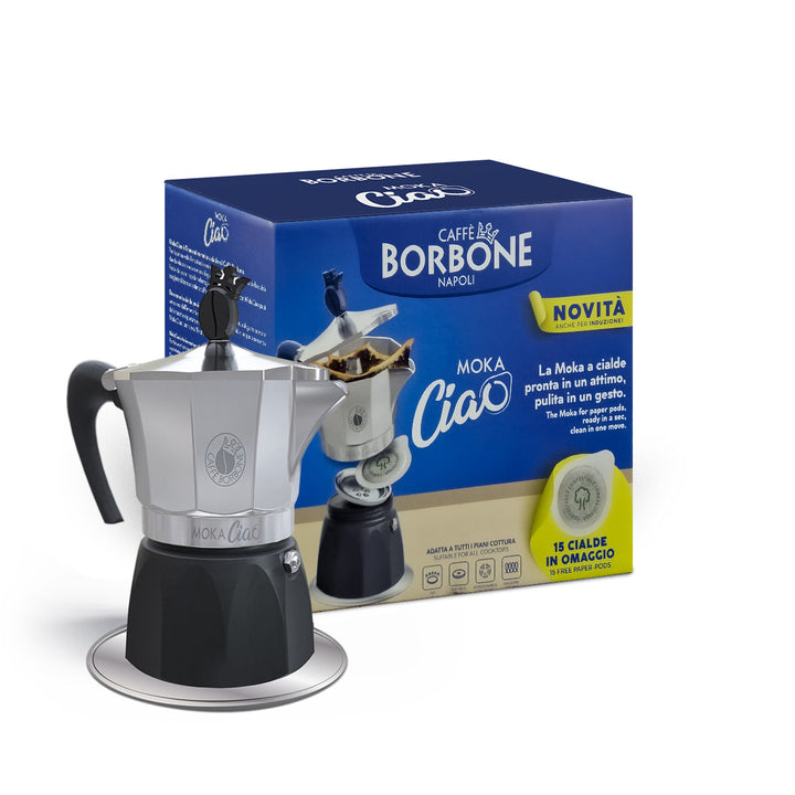 Moka Ciao Induzione Caffè Borbone + 15 Cialde Omaggio - Eleganza e Gusto Italiano