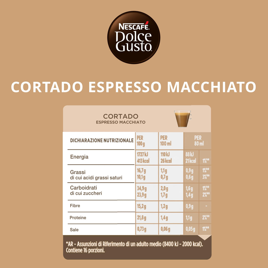 16 Capsule Cortado decaffeinato Nescafé Dolce Gusto