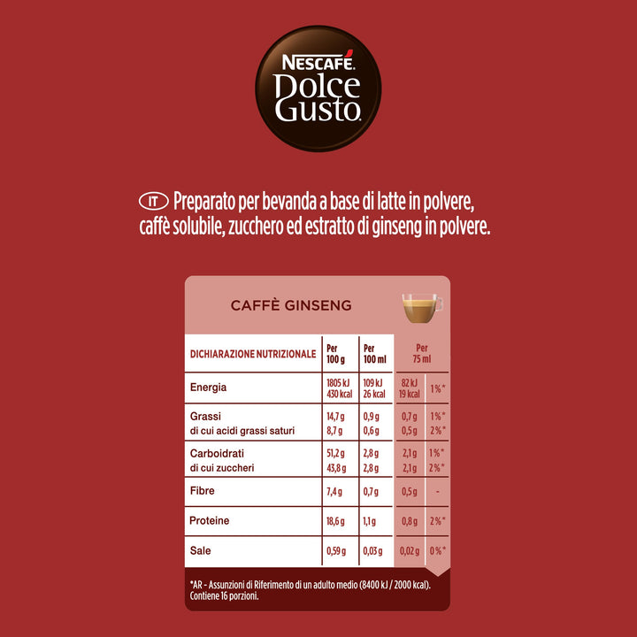 Nescafé Dolce Gusto Caffè Ginseng - 16 Capsule per DOlce Gusto