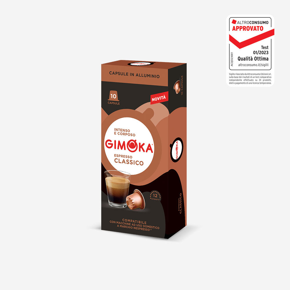 10 Capsule Gimoka Compatibili Nespresso Classico Alluminio