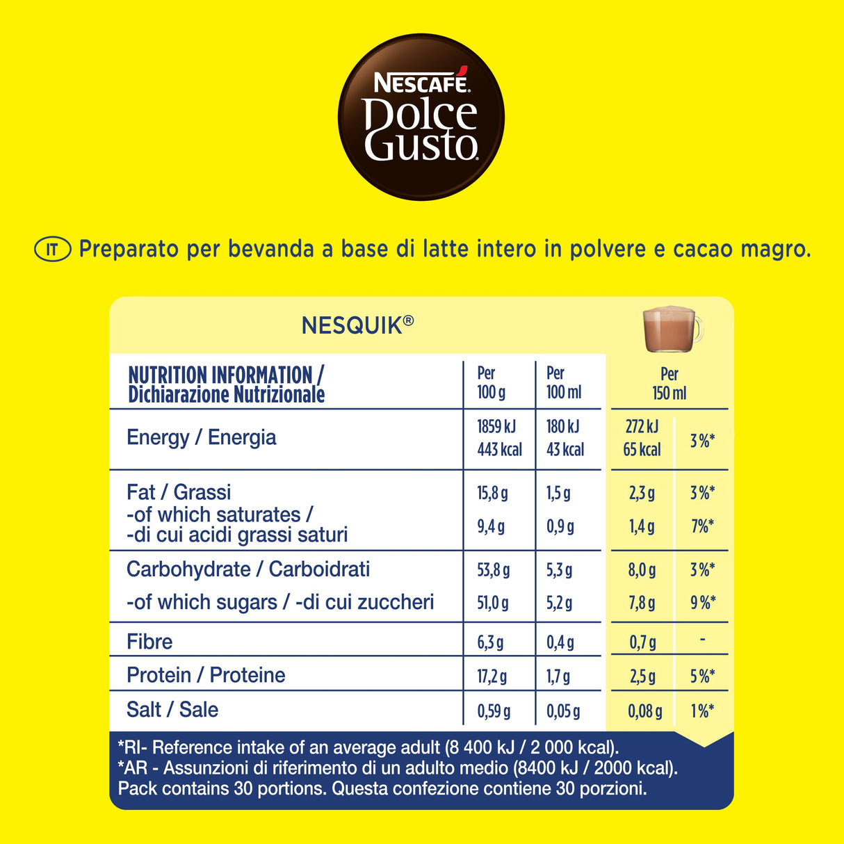 Nescafé Dolce Gusto Nestlè Nesquik bevanda al cioccolato - 16 Capsule per Dolce Gusto