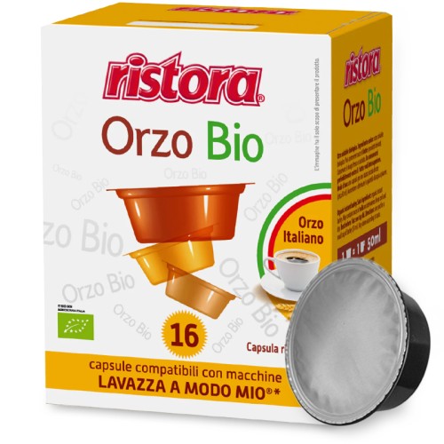 16 Capsule Ristora Orzo Biologico - Compatibili Lavazza A Modo Mio
