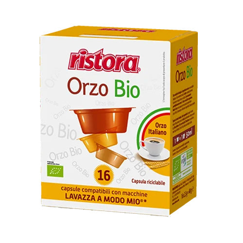 16 Capsule Ristora Orzo Biologico - Compatibili Lavazza A Modo Mio