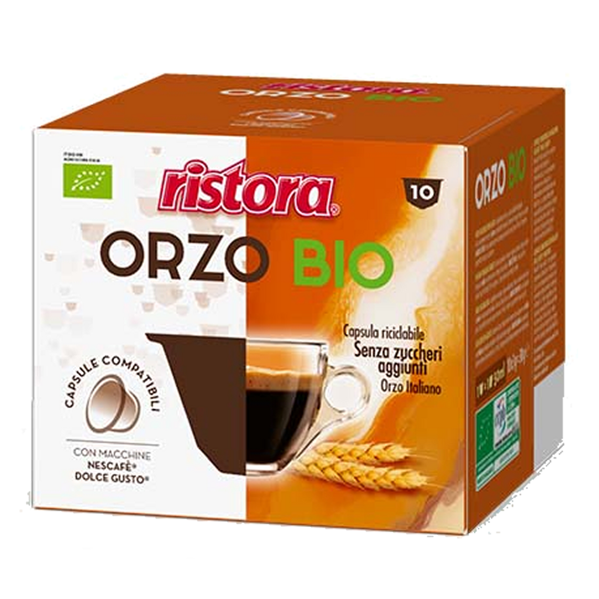10 Capsule Ristora Orzo Biologico per Nescafè Dolce Gusto