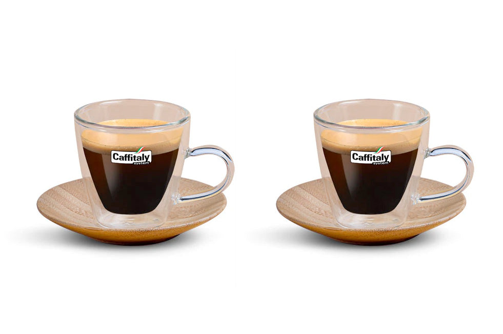 Caffitaly Set 2 Tazzine Espresso con Piattino in Bamboo