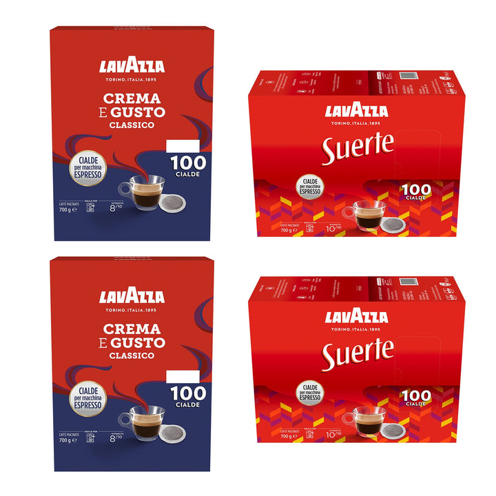 Lavazza Caffè 400 Cialde Ese 44mm - Combo Risparmio (200 Crema e Gusto Classico + 200 Suerte)
