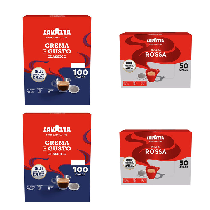 Lavazza Caffè 300 Cialde Ese 44mm - Combo Risparmio (200 Crema e Gusto + 100 Qualità Rossa)