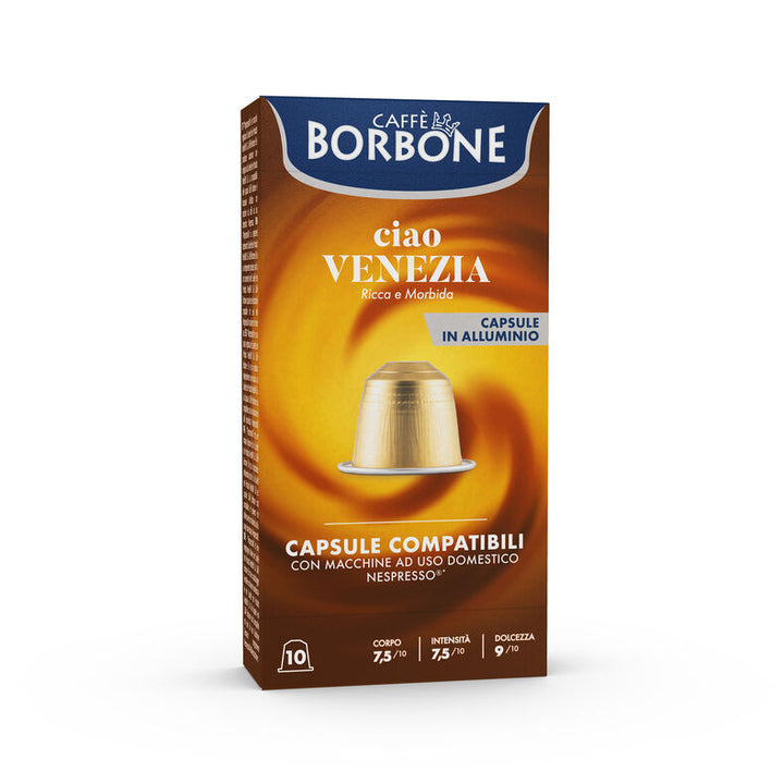 10 Capsule in alluminio caffè Borbone Compatibili Nespresso Ciao VENEZIA